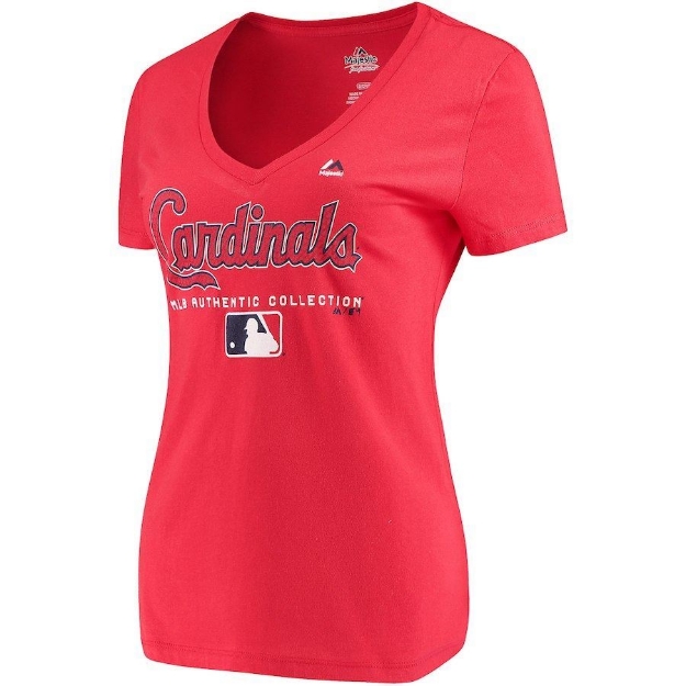 St Louis Cardinals T-Shirt MLB Women Medium Red Heather V-Neck Baseball