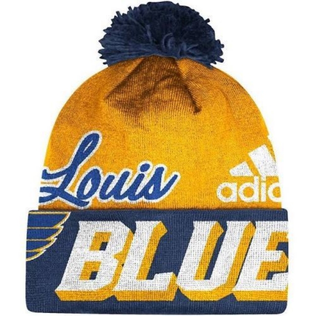St. Louis Blues Men's Adidas Cuffed Pom Knit Hat