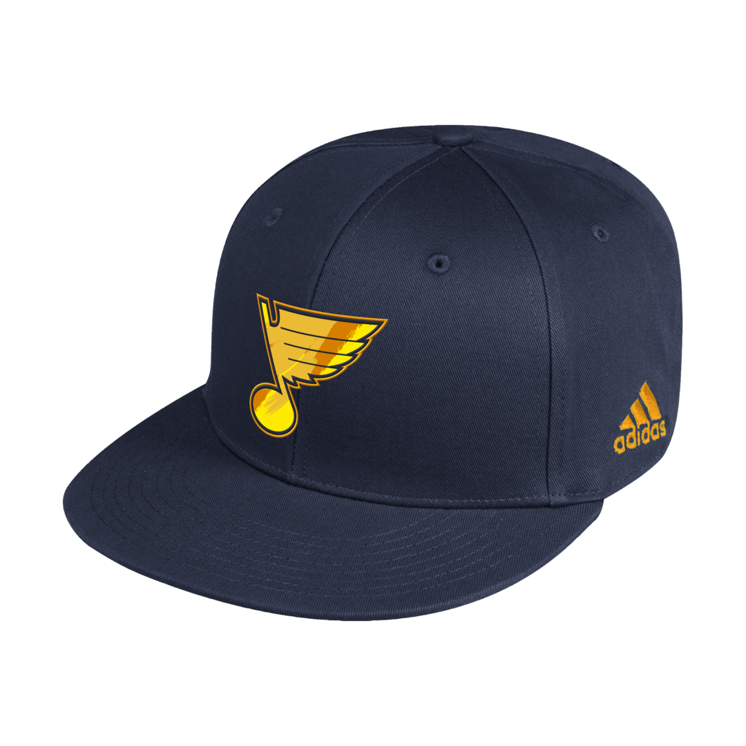 Adidas St Louis Blues Navy Blue Yellow Camo Flat Brim Mens Snapback Hat