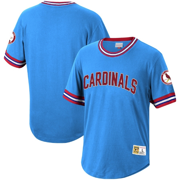 Men's Mitchell & Ness Light Blue St. Louis Cardinals Cooperstown Collection Wild Pitch Jersey T-Shirt
