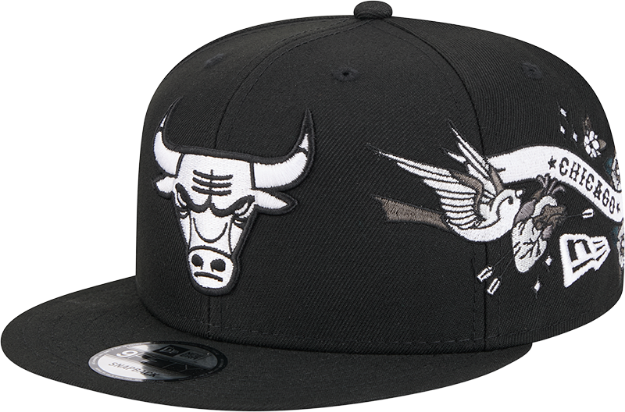 Men's Chicago Bulls New Era Black Injection City Art 9FIFTY Snapback Hat