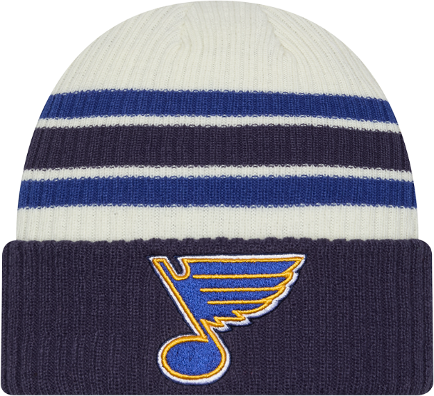 New Era St. Louis Blues Vintage Striped Knit Hat - White/Blue