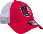 The St. Louis City SC Team 9FORTY A-Frame Snapback features an embroidered St. Louis City SC logo at the front panels with a mesh back and a snapback closure at the rear.